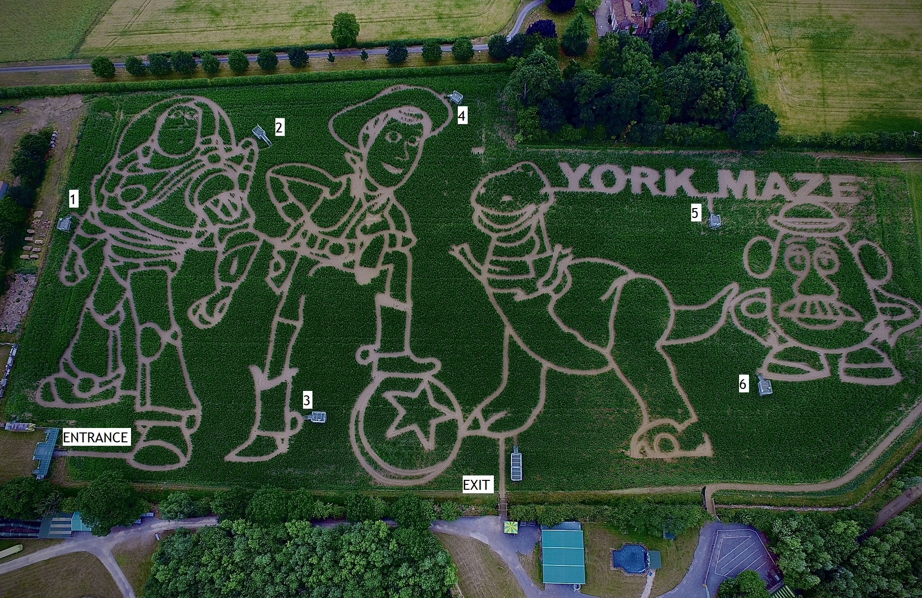 Toy Story Aerial Map Marked Up